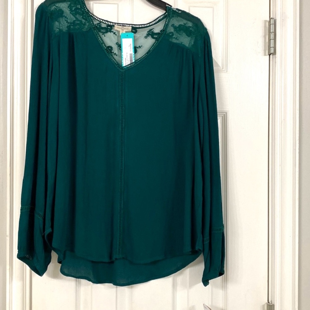 Elegant Green Lace Detail Top Mason & Belle